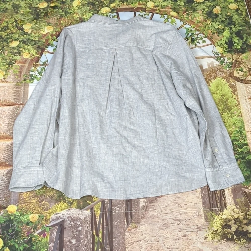 REISS grey Mimi casual button down long sleeve shirt size 14 - Picture 8 of 10